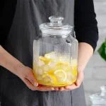 Big Pop Jar Glass Tea Coffee & Sugar Container Pickle jar for Cookie Jar, with Air Tight for Kitchen Dried Masala