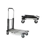 Corvids Portable Aluminium Extendable Platform Trolley | 2-Year Warranty | Industrial Dolly Cart with 360 Rotating Wheels and Locking Wheels for Home and Outdoor Use - 150 KG Capacity