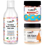 Caret Organic Nourishing Honey & Almond Body Lotion (250ml), Vitamin C Glow Scrub (100g) AND De-Tan Facepack (100g)