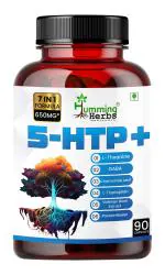 Humming Herbs 5-HTP+ with L-Theanine, L-Tryptophan, GABA, Valerian Root Extract, Chamomile Leaf, Passion Flower (Hydroxytryptophan) Mood & Sleep Support 7in1 | 650MG | 90 Caps