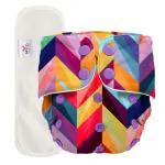 Mylo Essentials Cloth Diaper for Babies|Oeko-Tex Certified|(3Months-3Years)|5kg-17kg|Reusable with Adjustable Snap Button|Pack includes 1 Diaper & 1 Wet-Free Inserts-(Rainbow)