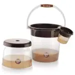Liza Plastic Bucket, Tub & Mug Bathroom Set 3 pcs, Heavy Duty, Large Capacity (Brown)