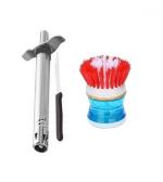 First Front Stainless Steel Regular Gas Lighter | Knife With Kitchen Cleaning Sink Brush and Multicolour, Pack of 2