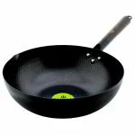 Trilonium Carbon Steel Chinese Wok 12 inches | Hammered & Pre-Seasoned | 4.75 litres | 1.2 Kgs