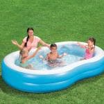 KIWIKool Kid's Swimming Pool with Pump, Water Pool, Family Pool with Pump and 30 Balls (Blue)