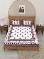 Salona Bichona 100% Cotton 120 Tc 1 Double Bedsheet 2 Pillow Cover