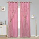 Jvin Fab Pink Silk Curtains (Set Of 2)