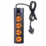 Punta 16 Amp 1.5 Mtr power strip with 2 USB charging port and 3 Socket, Black