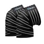Hykes Pain Relief and Easy to Use Weight Lifting Knee Wraps Black - One Size