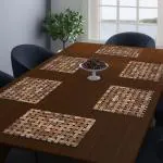 Dakshya Industries PVC Printed Dining Table Placemats Set of 6 ( Brown )