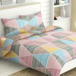 Haus and Kinder 100% Cotton King Size Bedsheet for Double Bed |144 TC Bedsheet for Double Bed King Size |Size 108 x 108 inches | 1 Bedsheet and 2 Pillow Covers | Triangle