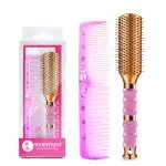 Majestique Premium Flat Hair Brush with Comb | Perfect Detangling Combo, Reduces Hair Breakage | Ideal for All Hair Types | Compact & Stylish Design for Women & Kids - 2Pcs