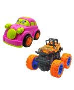 CrackaDeal Unbreakable Friction Powered Toy Set of Car & Monster Car For Kids, Multicolor (Pack of 2)