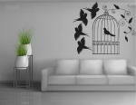 INKFENCE 68 cm Bird and Cages Wall Decal Black Decorative Sticker Self Adhesive Sticker (Black Colour, Vinyl - 68cm X 58 cm Pack of 1)