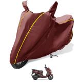 MOCKHE Waterproof Bike Cover Compatible with Suzuki Burgman, Coated, Mirror Pocket, Belt Buckle Maroon