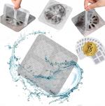 ToYooZe Pack Of 15 Disposable Shower Drain Sticker Self-Adhesive Floor Drain Stickers, Disposable Hair Catcher Shower Drain Mesh Stickers for Bathroom Kitchen Sink with Cleaning Shovel (4