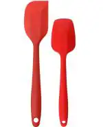 Ramkuwar Heat Resistant Silicone Spatulas and Small Spoon Spatula Set For Cake Cream Butter Mixing Baking Tools - 2 Piece (Red)