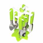 ZENOVATE ABS Plastic & Stainless Steel Smooth Finish Trendy 24 Piece Cutlery Set with Stand