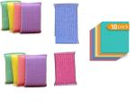 ShopiMoz Pack Of 10 Muliti Scrubber + Pack Of 10 Wipes- Sponge Non Stick Utensils Scrubber With Wipes