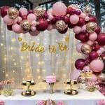 Specialyou.In Rose Gold Theme Bride To Be Diy Decoration Kit Combo For Girls With Net Fabric Backdrop & Balloons/ Bridal Shower Decorations Items/Photobooth Decorations, Bachelorette Decor - 69 Pcs