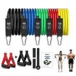 Hykes Unbreakable Pull Up Resistance Bands Green and Red - 11 pc