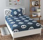 GoCose Home Panda Kids Collection 200 TC Glace Cotton 90x60 In Single Bedsheet with 17x27 In One Pillow Cover (Grey)
