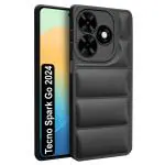 Fashionury Back Case Cover for Tecno Spark Go 2024 | Compatible for Tecno Spark Go 2024 Back Cover | Matte Soft Case | Liquid Silicon Puff Case for Tecno Spark Go 2024 with Camera Protection | (Black)