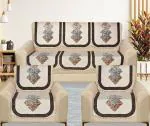 RRC Velvet Floral Quilted Sofa Cover Set 5 Seater | Premium Quilted Sofa Slip Cover,Seat & Back Cover,10 Piece Sofa Covers