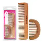 Majestique Hair Grooming Comb Set | Eco Friendly Handmade Wood Hair Comb | Anti Static Wide Tooth Comb | For Detangling, Long Hair - Pack of 2