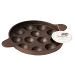Aarogyam Cast Iron Appam/Kuzhi/Paniyaram/Appe Maker Tawa 12 Cavity Double Handle | Pre-Seasoned | Non-Toxic | Naturally Non-Stick | Gas Compatible | No Chemical Coating