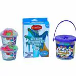 Rabbit DIY Starters Slime Kit Level 1, Scented Kid Doh Bucket, 2 Play Sand 100 g Boxes Multicolor
