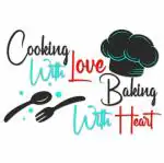 CVANU Cooking with Love Baking with Heart Vinyl Wall Sticker for Kitchen Walls