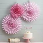 My Party Suppliers Light Pink Snowflake Tissue Paper Fan Decoration (pack of 3)