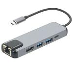 Microware 5 in 1 Type C USB Hub for Projectors, Tablets, Keyboards, Monitors, Laptops, Televisions