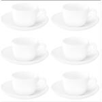 LAOPALA Pack of 12 Opalware Iris plain snow white opalware tableware serving kitchen 6 cup and 6 saucer Set for tea coffee (White, Cup and Saucer Set)