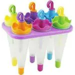 Credly 6 pcs Umbrella Shape Kulfi Maker Ice Cream Maker Mold Ice Cream Popsicle Mold, Kids Ice Cream Tray Holder (Multi Color)