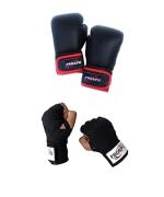 Prospo Boxing Gloves 8oz, with handwrap Kickboxing Bag Work, Training Gloves, Muay Thai Style Punching Bag, Fight Gloves Men & Women 8oz with handwrap (Unisex) (8oz Glove and Handwrap, Black)