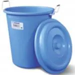 Aadb Plastic Plastic Drum Bucket With Lid, Blue, Orange, 30 L (1 Piece)