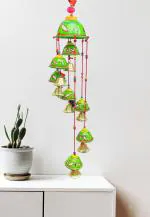 Home Decor wind chimes for balcony big bell toran wall hanging door set of 1(green)