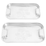 IDEAL PRIME Heavy Guage Stainless Steel Tray Combo Set With Elegant Laser Print Design | Steel Serving Tray Lemon Platter Tableware Large Medium Pack of 2