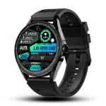 Pebble Cosmos Valor 1.43 inch(3.63 cm)Amoled Bright HD Display 700 Nits, BT Calling, Always On Display, Health Suite, AI Voice Assitance, Multiple Sports Mode, Alarm & Notification, Pedometer, Sleep Monitor, Rotating Crown smartwatch-Jet Black
