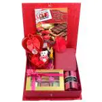 Valentine day gift for girlfriend/valentines day gift/valentine gift hamper-chocolate box+3pc Roses and Teddy Bear in Heart Box+Message Bottle+red aromatic candle+Ladies wallet+couple keychain+card