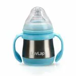 Luvlap Blue Stainless Steel Anti Colic Venting System Feeding Bottle 240ml