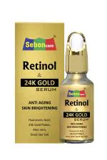 SebonCare Retinol Serum For Face Enrich with 24K Gold, Hyaluronic Acid, Vitamin E, Aloevera Extract, Dead Sea Salt - 30ml