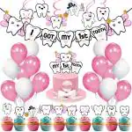 Zyozique 43 Pcs -I Got My First Tooth Decoration/First Tooth Decoration/First Tooth Decoration Items for Baby/My First Tooth Decoration/-Colour (Pink)