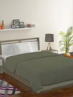 Bombay Dyeing All Season 287 GSM Polyester Olive Solid Single AC Blanket,Travel Blanket & Camping.