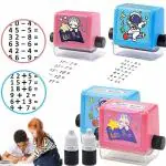 Kunya 2Pcs Roller Digital Teaching Stamp, Addition Subtraction Seal Arithmetic Artifact, Math Roller Stamp with Ink for School Teaching Supplies (2 Packs)