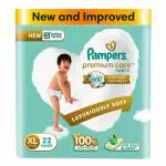 Pampers Premium Care Pants Style Baby Diapers, X-Large (XL) Size, 22 Count, All-in-1 Diapers with 360 Cottony Softness, 12-17kg Diapers