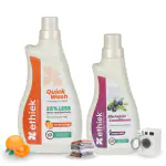 Ethiek Liquid Detergent (1L) & Fabric Conditioner (0.5L),Natural & Organic Laundry Washing Liquid & After Wash Fabric Softener,Top & Front Load washing Machine Detergent Liquid for All Clothes - Combo