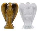 Astroghar Crystal Clear Quartz And Tiger Eye Guardian Angel Figurines 2 Inch Set Of 2
